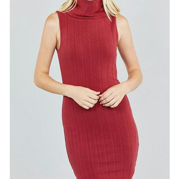 Sleeveless Cowl Neck Ribbed Mini Dress - Picture 3 of 3